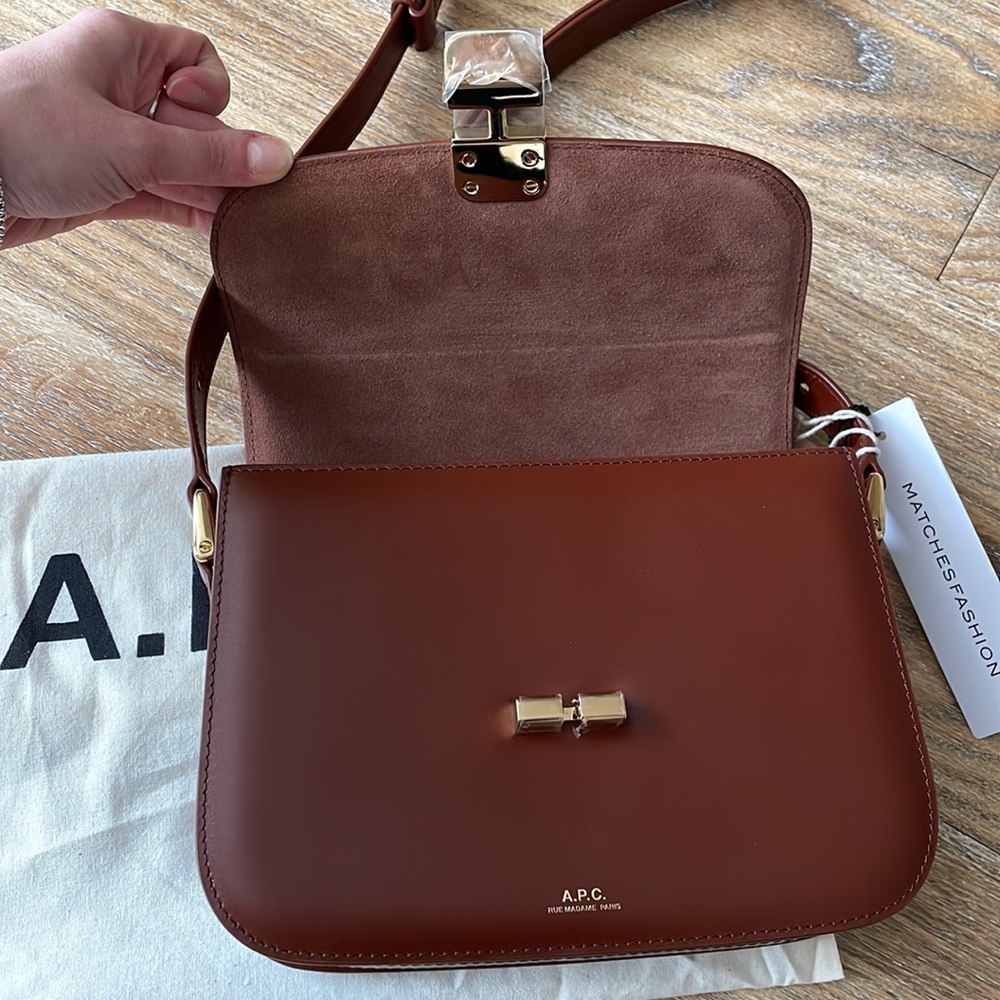 A.P.C. Brown Leather Shoulder Bag with Gold Hardware - Picture 13 of 16